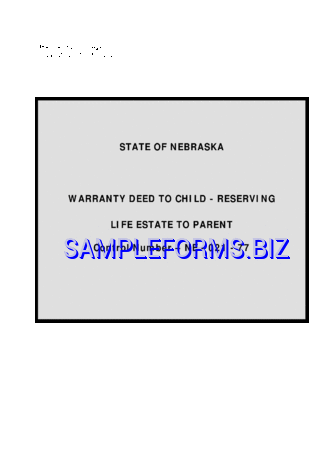 Nebraska Warranty Deed to Child pdf free