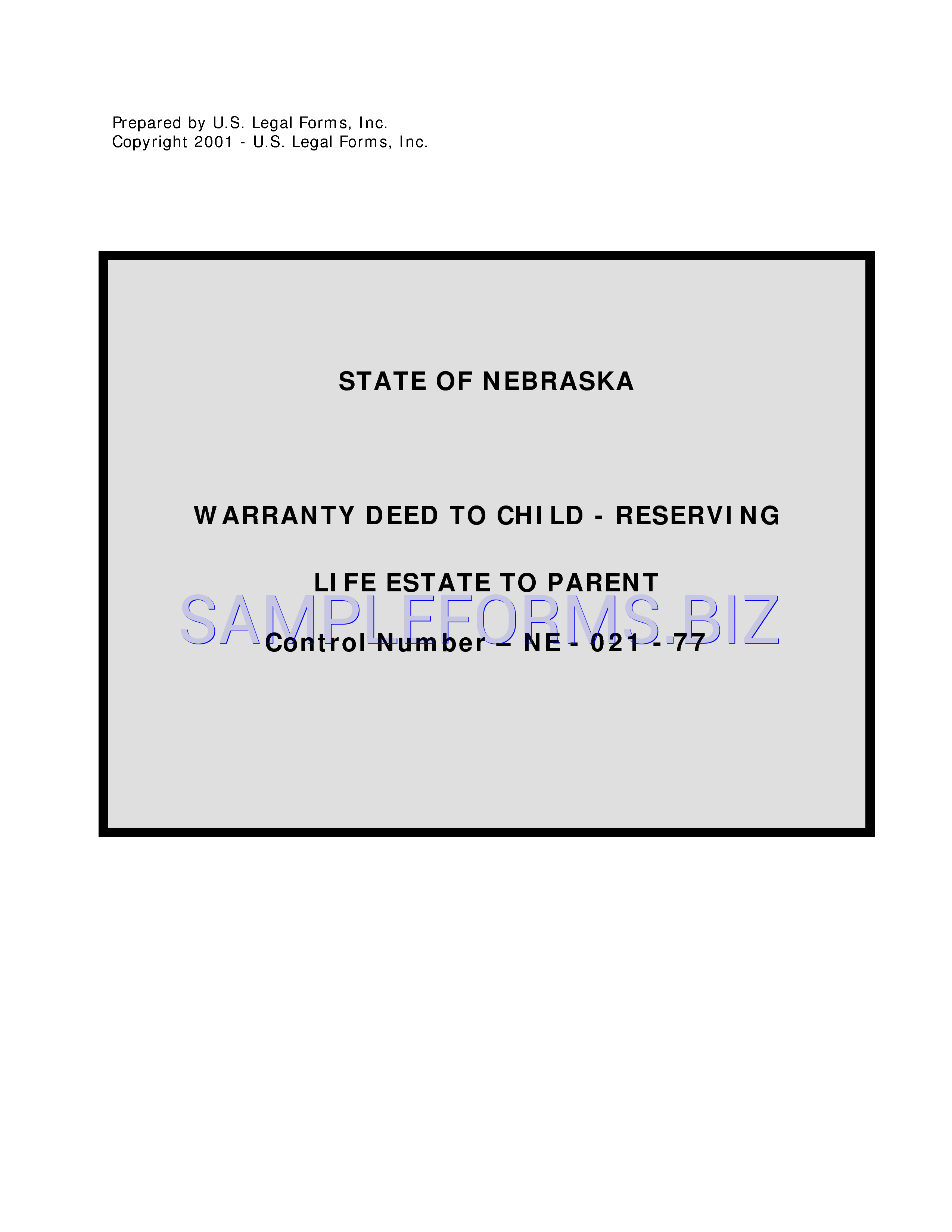 Preview free downloadable Nebraska Warranty Deed to Child in PDF (page 1)